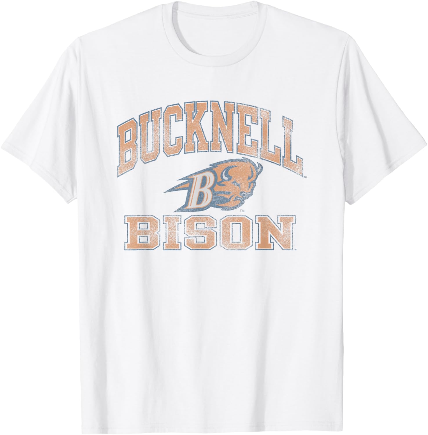 Bucknell Bison Vintage Worn Gray Officially Licensed T-Shirt - T-Shirt | White