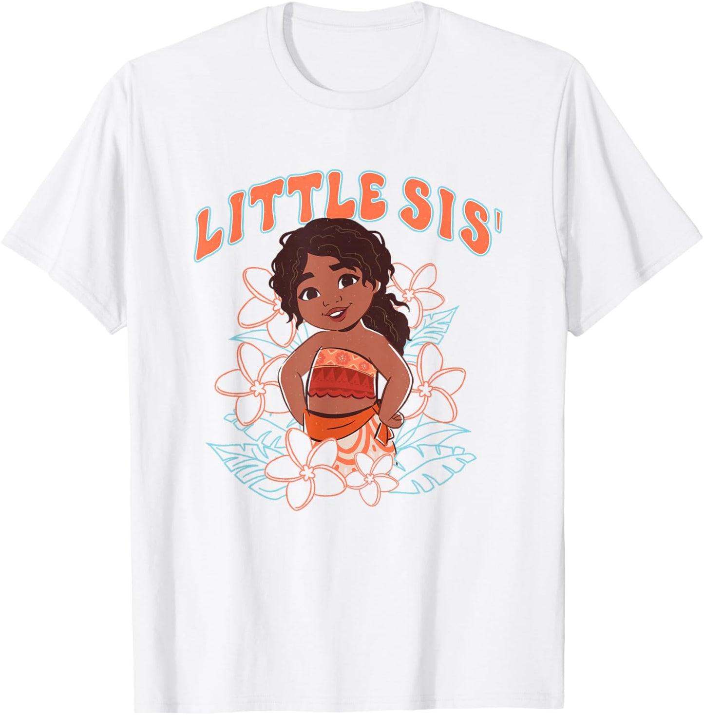 Disney Moana 2 Little Sis' Cute Simea Tropical Floral Logo T-Shirt - T-Shirt | White
