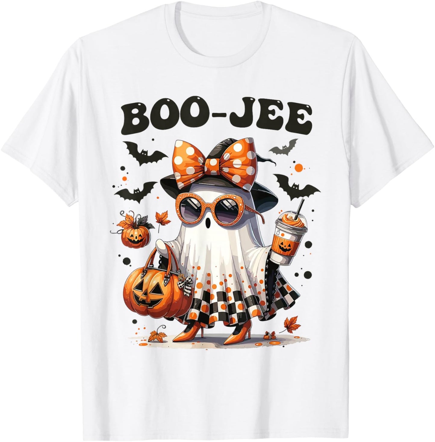 Boujee Boo-JEE Ghost Pumpkin Halloween Ghost Spooky Season T-Shirt - T-Shirt | White