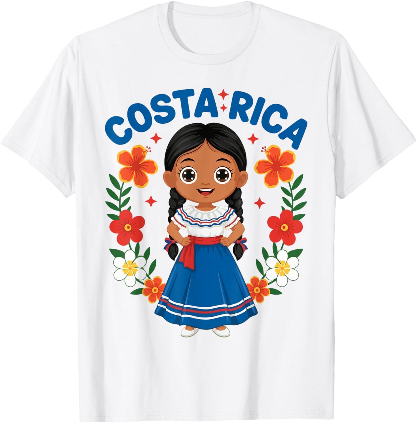 Costa Rica Costa Rican Girl Traditional Dress Heritage T-Shirt - T-Shirt | White