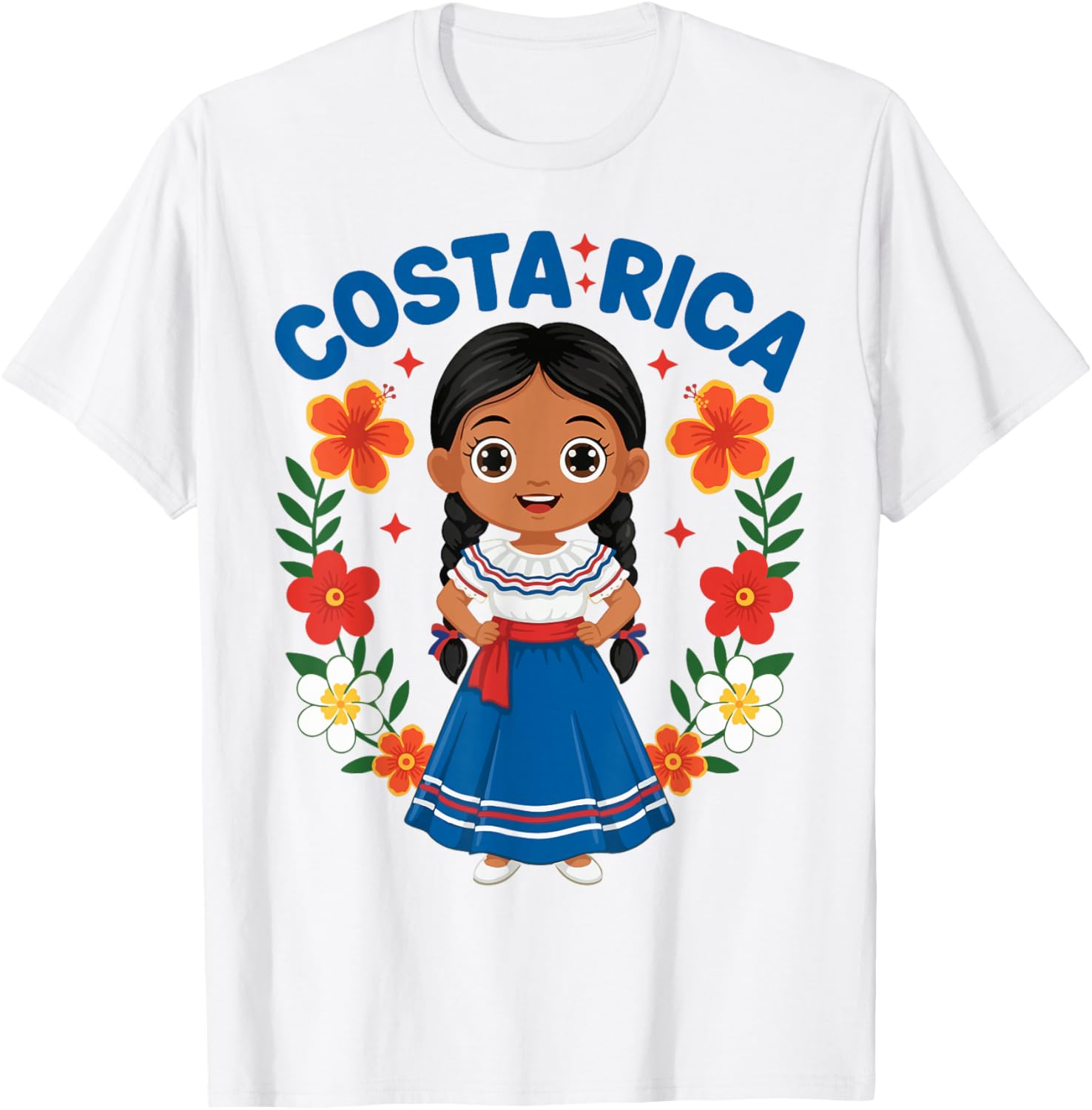 Costa Rica Costa Rican Girl Traditional Dress Heritage T-Shirt - T-Shirt | White