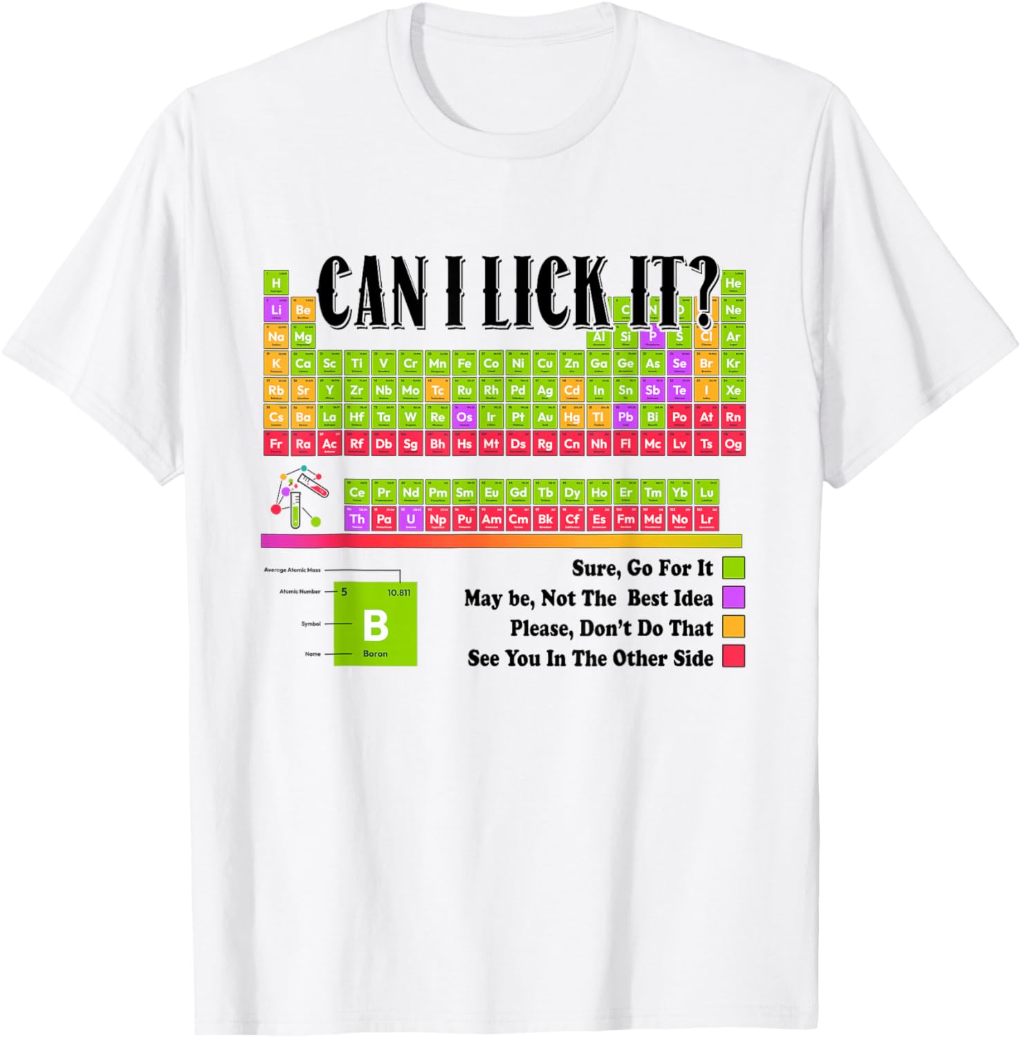 Can I Lick It Periodic Table Joke Chemistry Teacher Science T-Shirt - T-Shirt | White