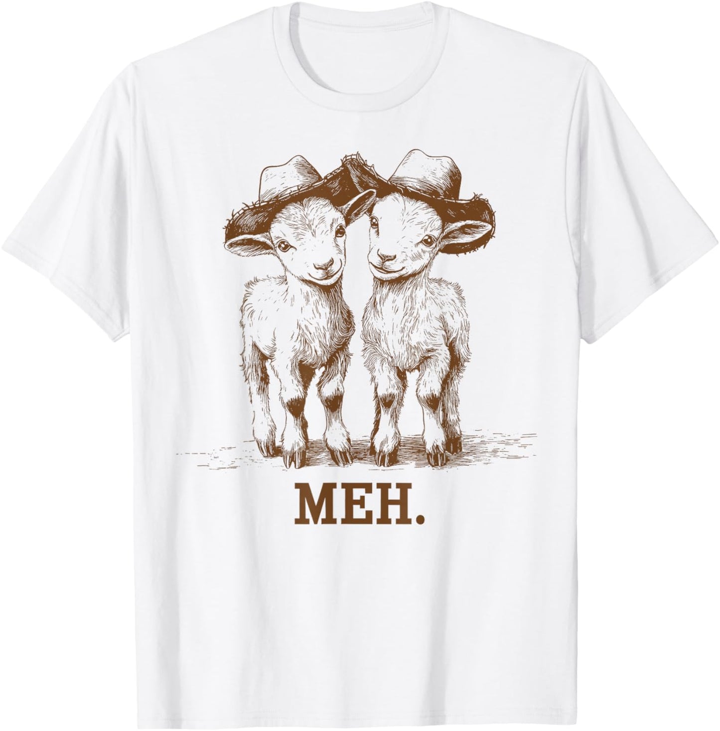 Meh Goat Meme Farm Animal Funny Farmer Animals Lover T-Shirt - T-Shirt | White
