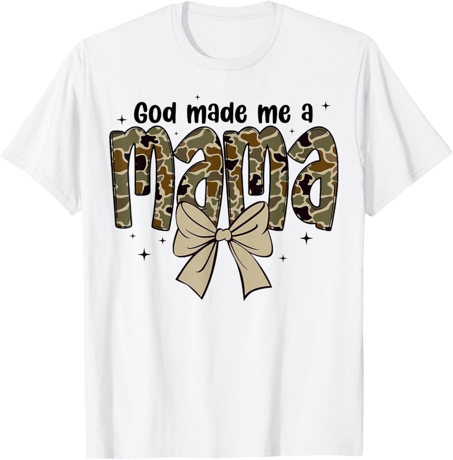 God made me a mama Mother Coquette Duck Camo Bow Retro T-Shirt - T-Shirt | White
