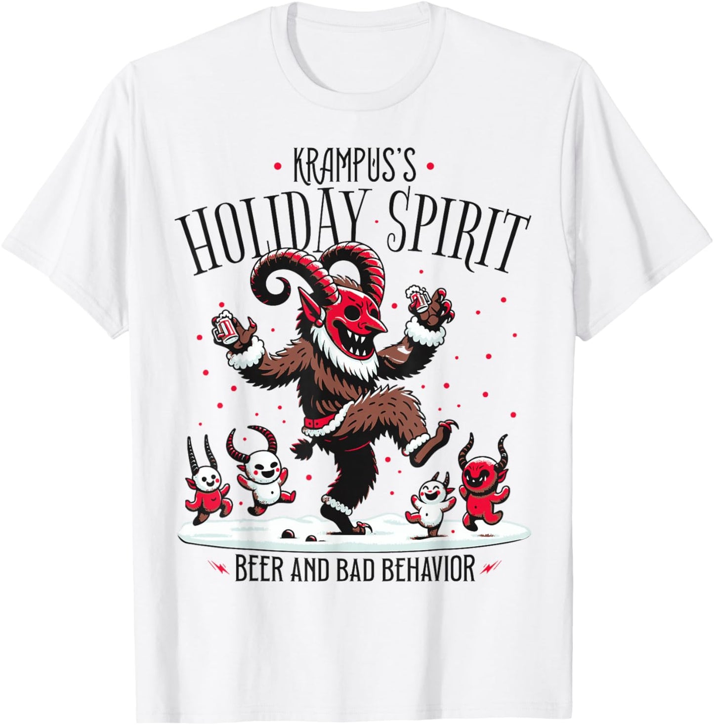 Krampus Holiday Spirit Design With Dancing Demons T-Shirt - T-Shirt | White