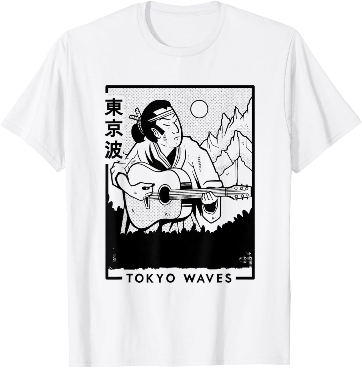 Samouraï Jouant de la Guitare - Futurisme Japonais - Art Japonais T-Shirt - T-Shirt | White