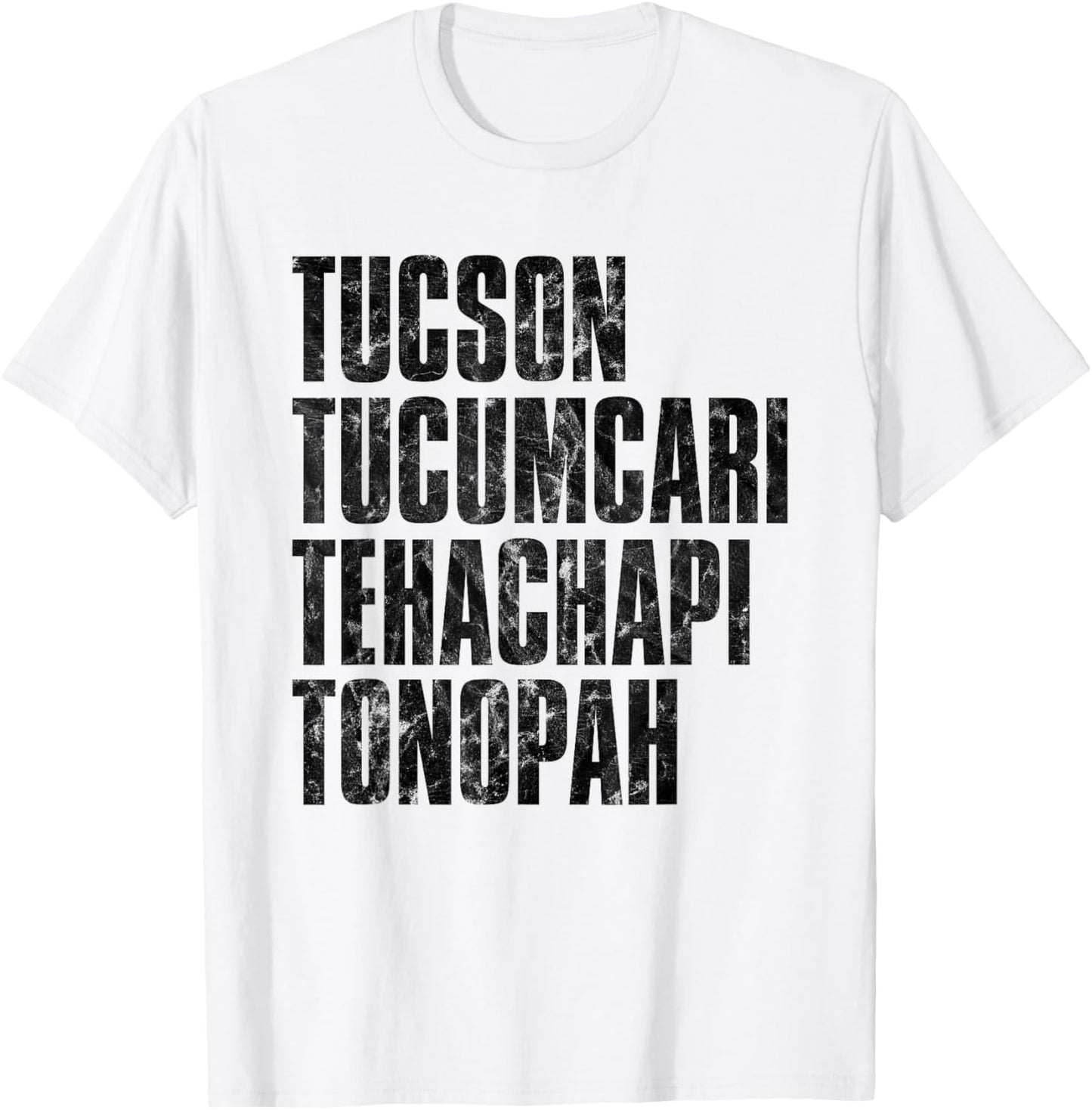 Tucson Tucumcari Tehachapi Tonapah Tourist - Grey, -Adults, Short Sleeve, , Printed Graphic T-Shirt - T-Shirt | White
