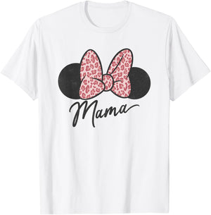 Disney Minnie Mouse Mother's Day Mama Leopard Print Bow T-Shirt - T-Shirt | White