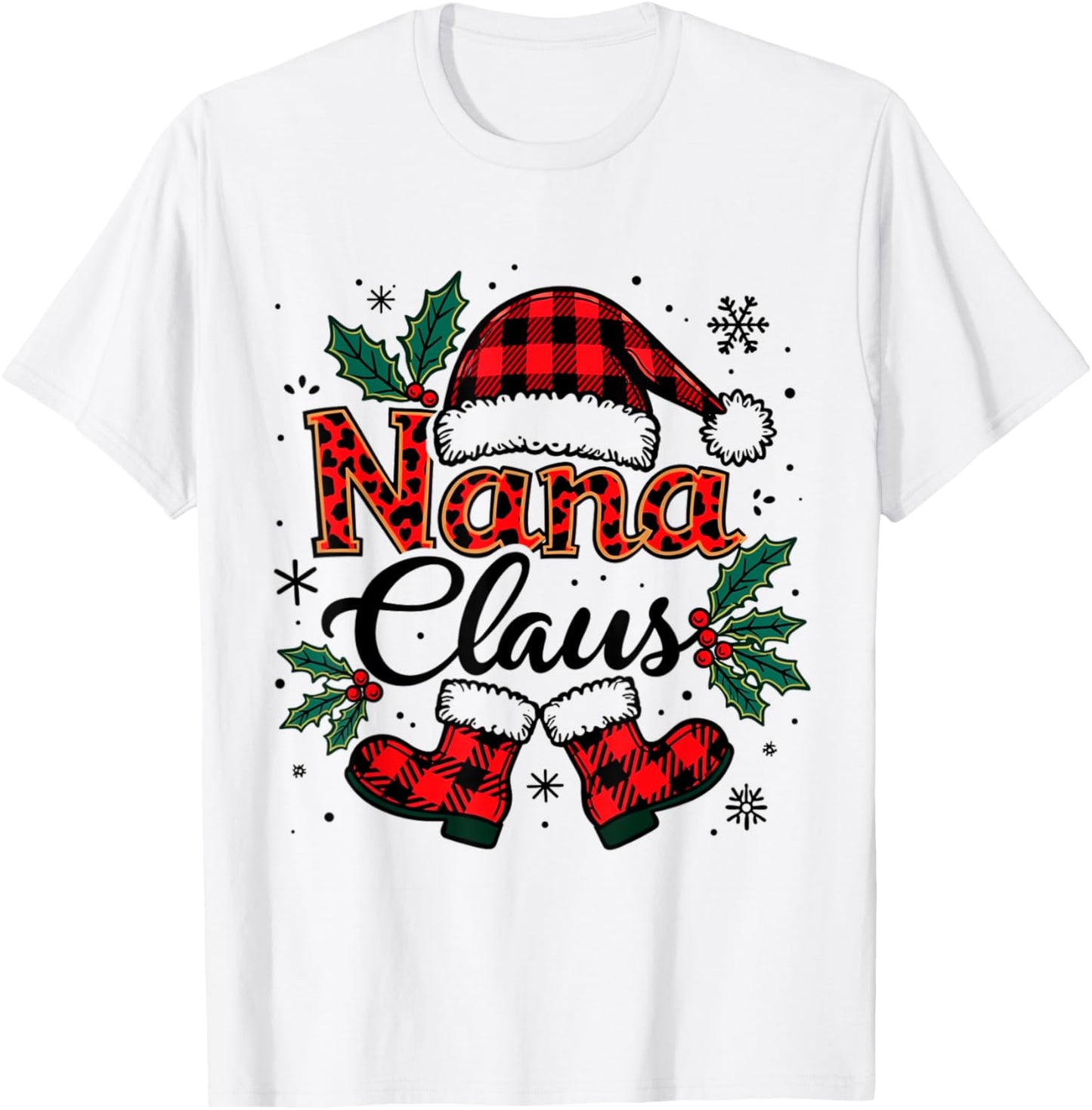 Nana Claus Santa Hat Christmas lights family Xmas Men Women T-Shirt - T-Shirt | White