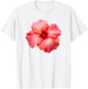 Flirty Pink Hibiscus Flower Vintage Hawaiian T-Shirt - T-Shirt | White