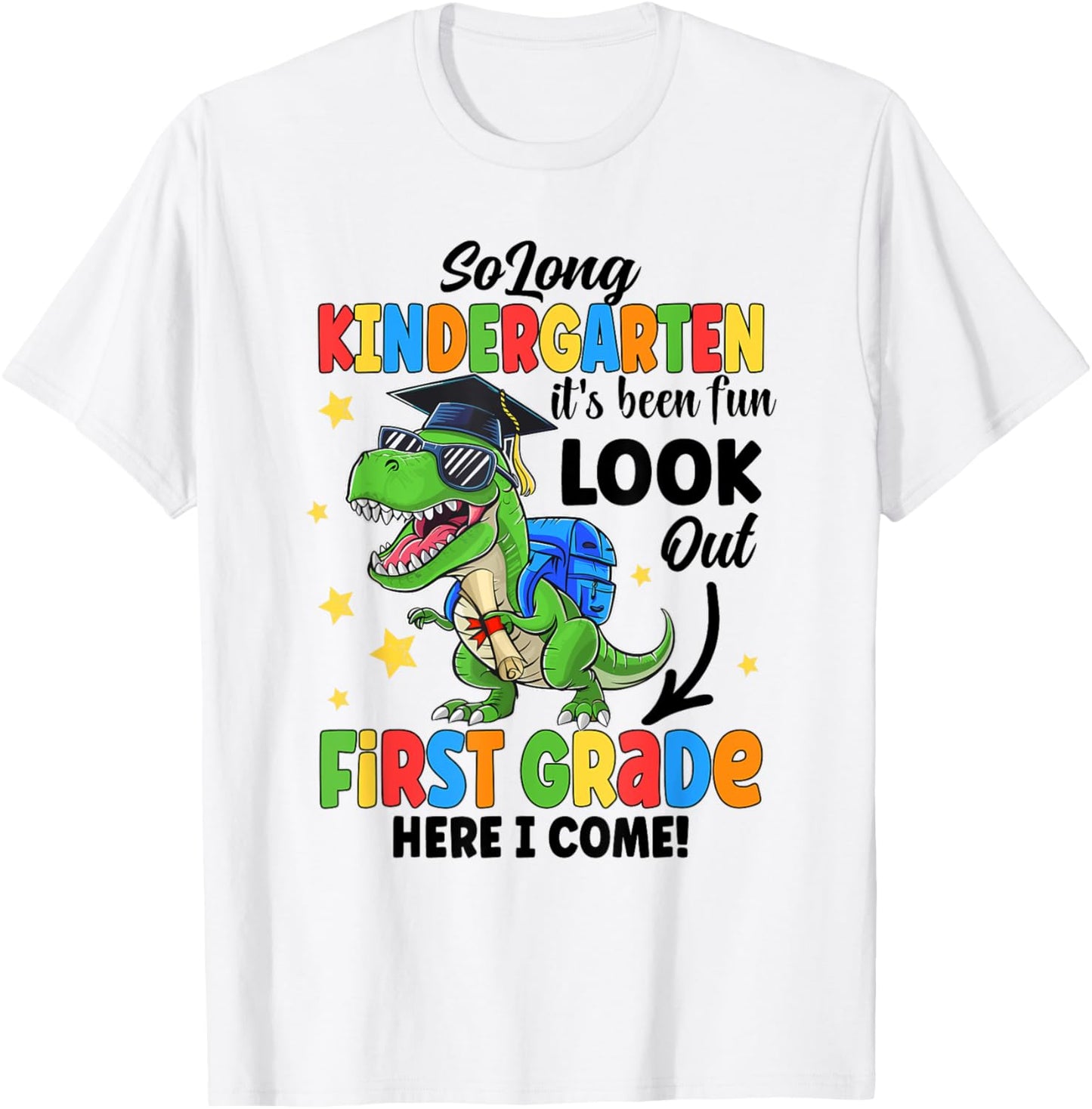 So Long Kindergarten Graduation Class Of 2024 Dinosaur Kids T-Shirt - T-Shirt | White