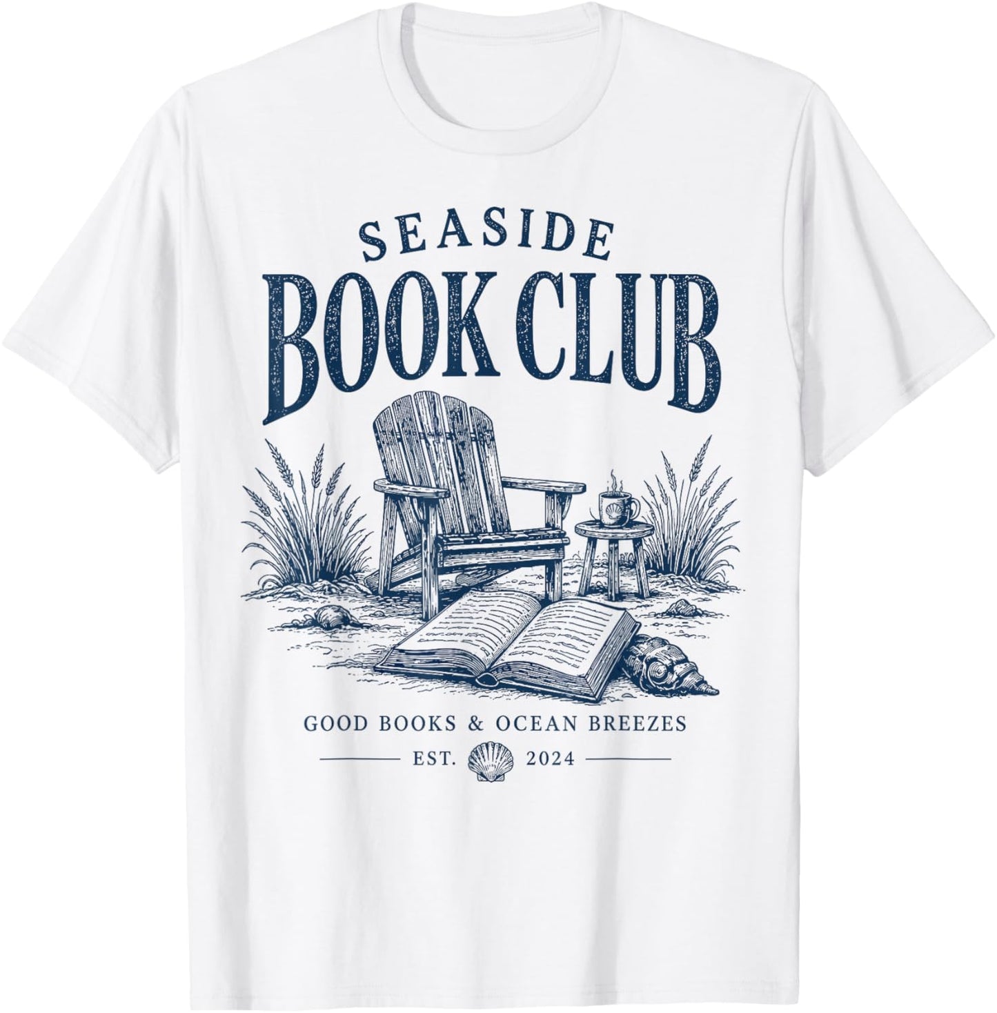 Seaside Book Club Vintage Beach Reader T-Shirt - T-Shirt | White
