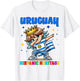 Uruguay Dabbing Girl Hispanic Heritage Celebration for Kids T-Shirt - T-Shirt | White