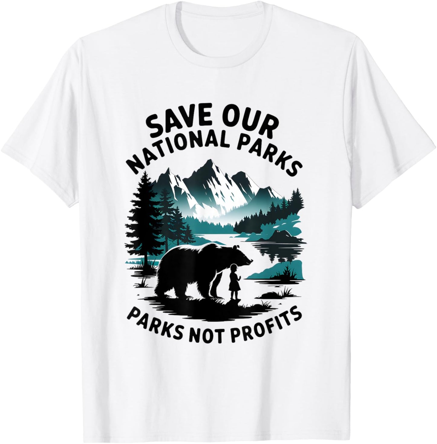 Save Our National Parks Mountain Grizzly Bear T-Shirt - T-Shirt | White