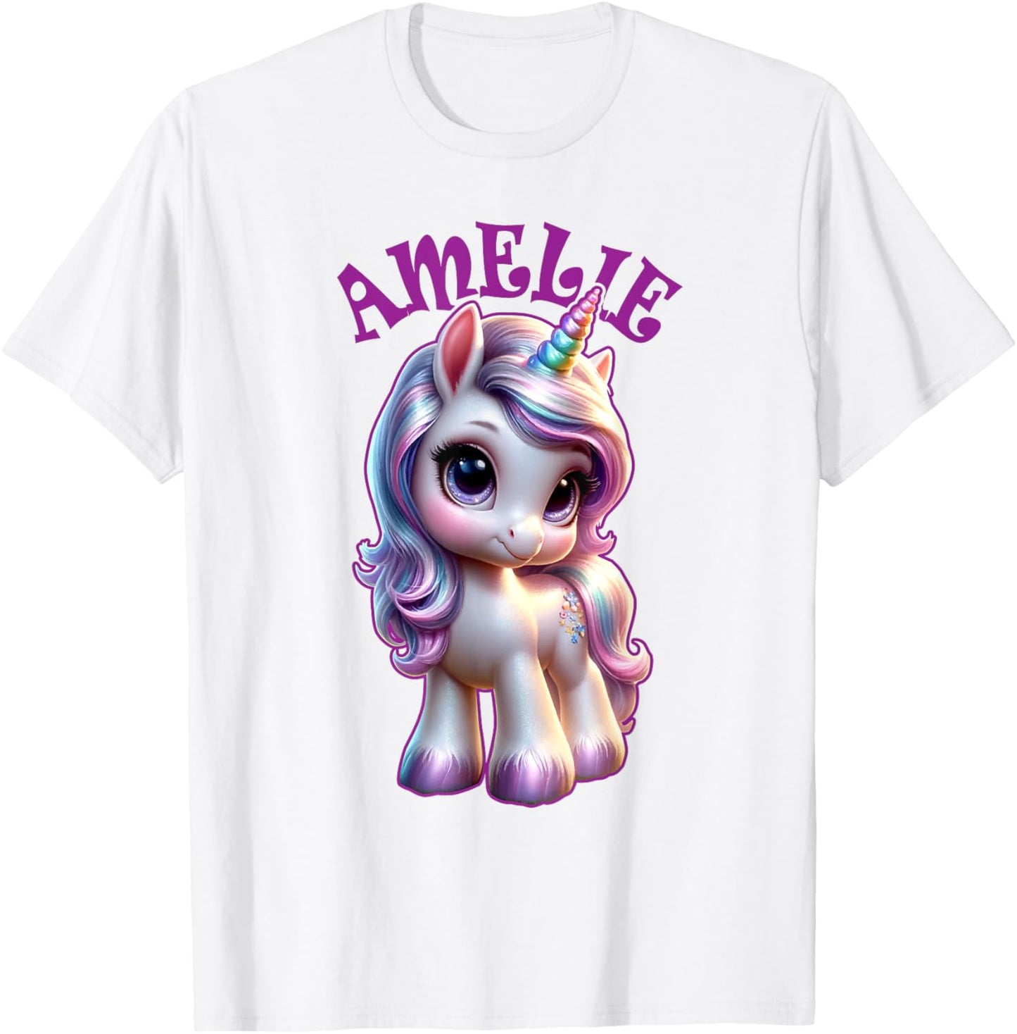 Amelie Cute Unicorn Design for Girls Name Amelie T-Shirt - T-Shirt | White