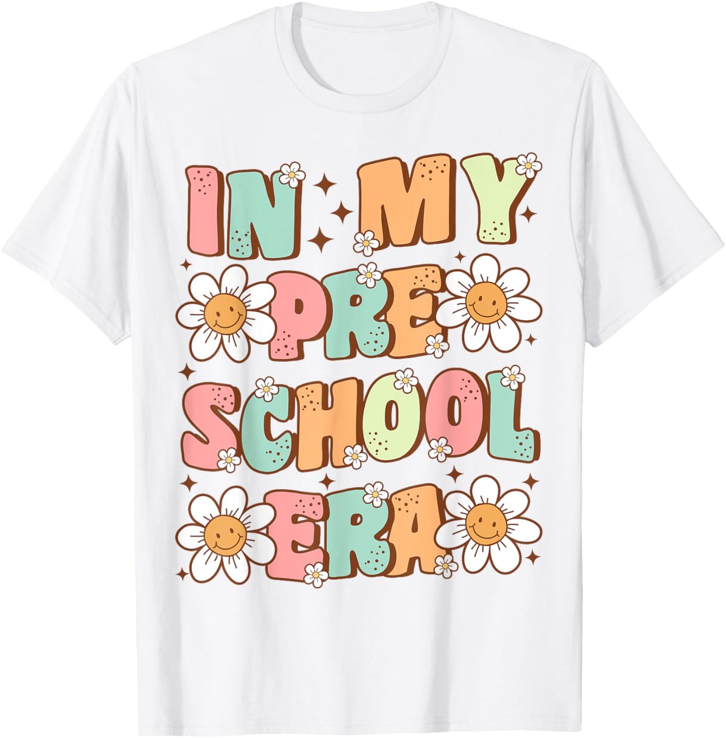 In My Preschool Era Retro Cute Groovy Pre K Back to School T-Shirt - T-Shirt | White