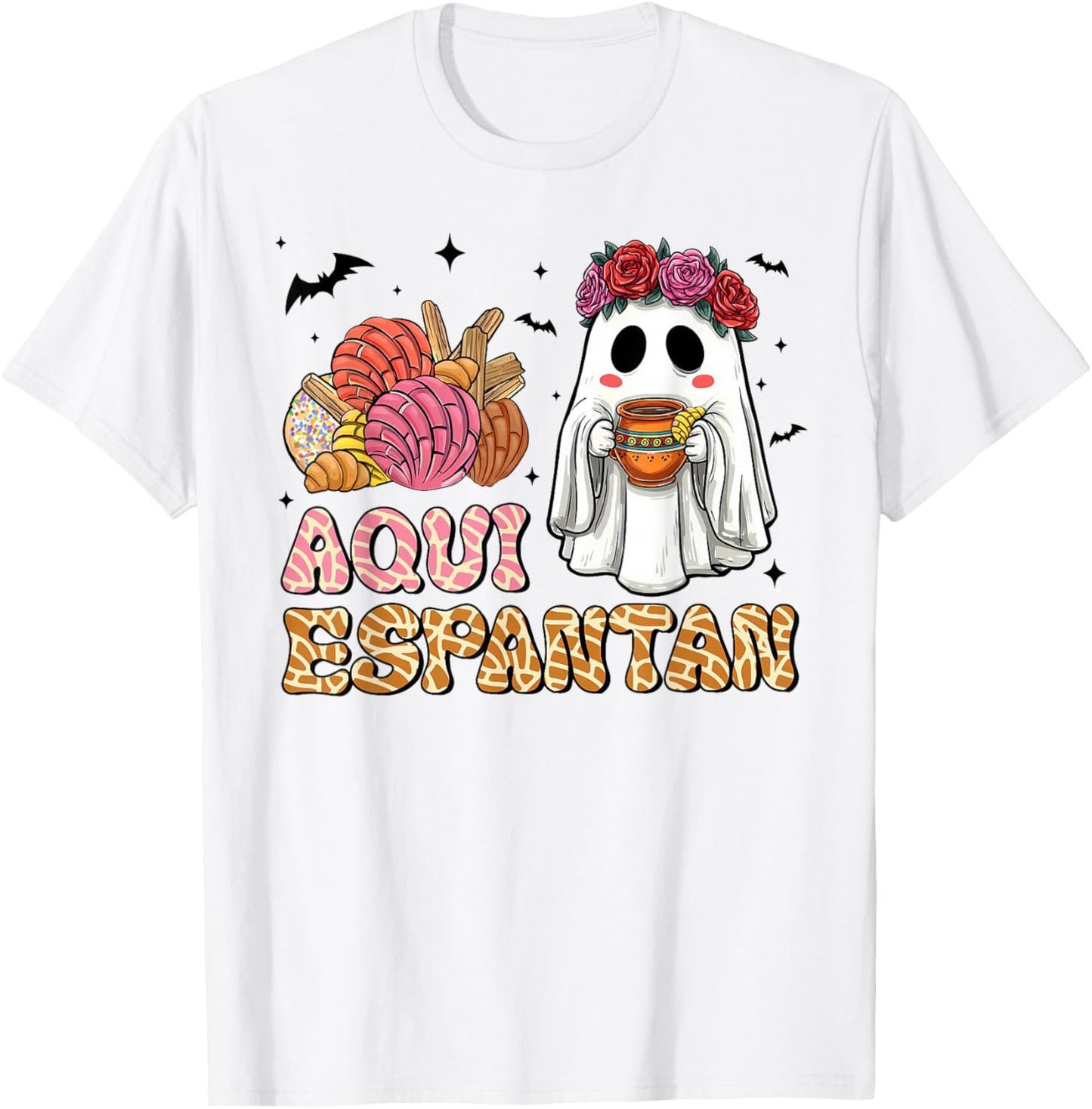 Aqui Espantan Spanish Halloween Mexican Conchas Ghost Women T-Shirt - T-Shirt | White