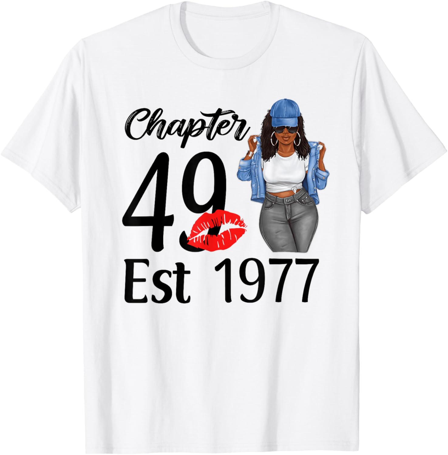 Chapter 49 Est 1977 Black Women 49th Birthday Party T-Shirt - T-Shirt | White
