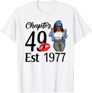 Chapter 49 Est 1977 Black Women 49th Birthday Party T-Shirt - T-Shirt | White