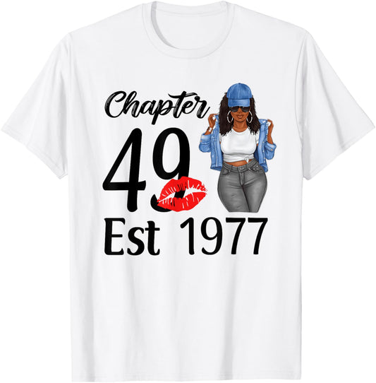 Chapter 49 Est 1977 Black Women 49th Birthday Party T-Shirt - T-Shirt | White