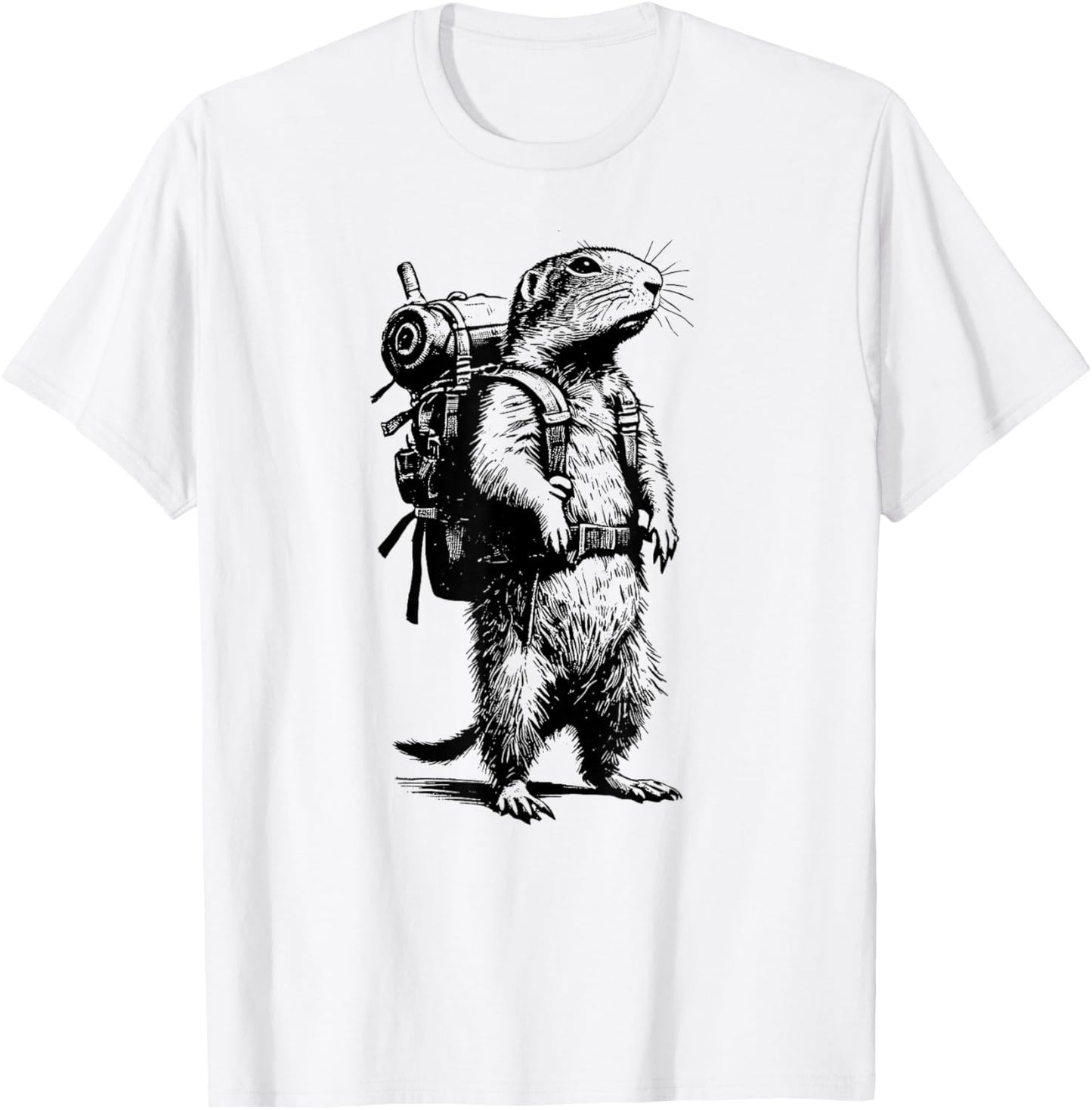 Hiking Prairie Dog Gopher Backpacking Animals Funny Retro T-Shirt - T-Shirt | White