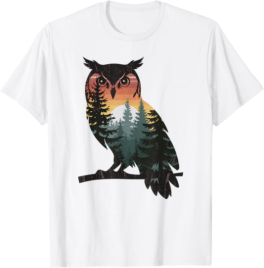 Owl Hunting Hiking Outdoor Camping Forest Men Women Owl T-Shirt - T-Shirt | White