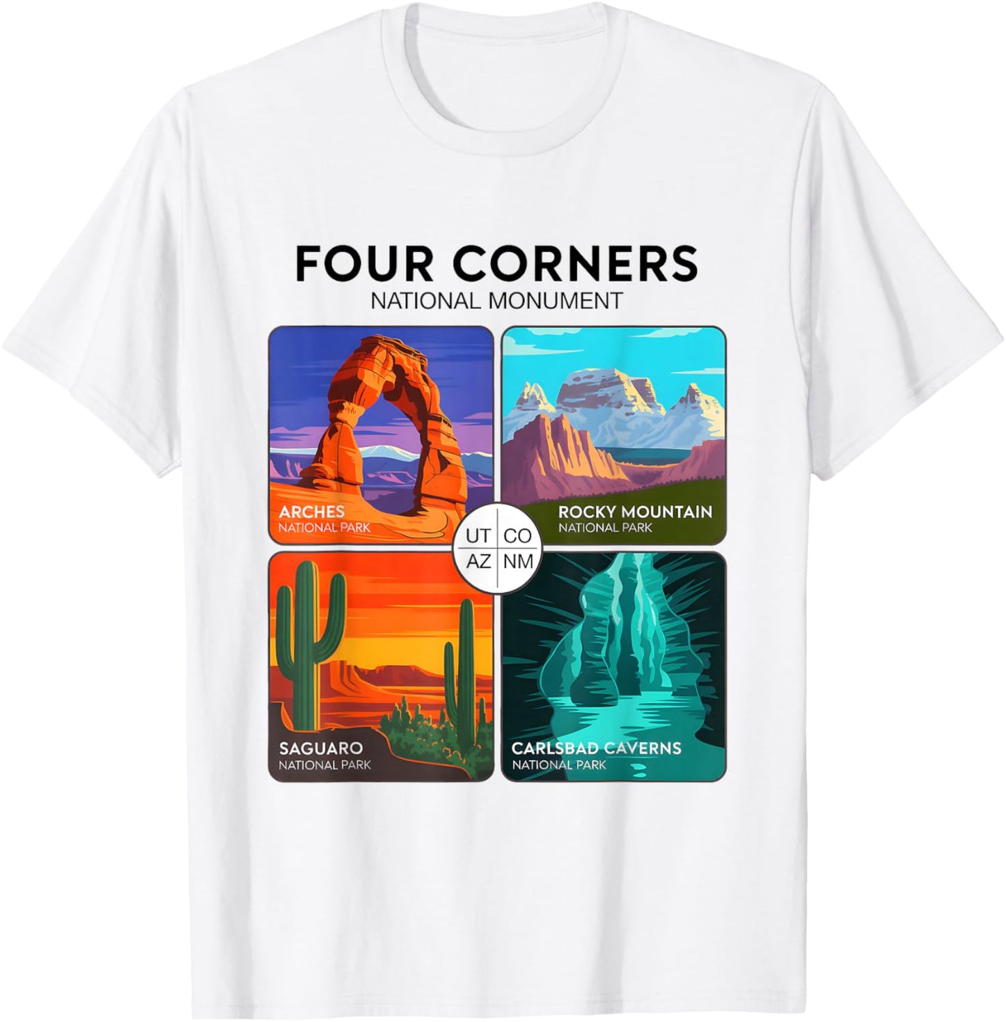 Outdoor Four Corners National Monument National Parks T-Shirt - T-Shirt | White