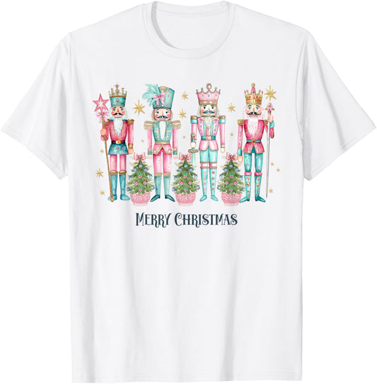 Nutcracker Christmas Pink Teal Coquette Y2K Ballet T-Shirt - T-Shirt | White