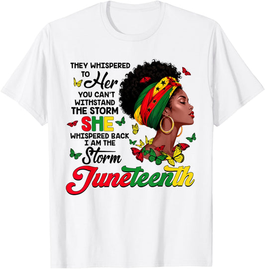 Juneteenth 1865 Storm African American Afro Black Women Girl T-Shirt - T-Shirt | White