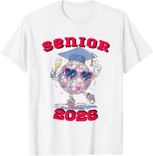 Cheering Disco Ball Senior 2026 Class of 2026 Senior T-Shirt - T-Shirt | White