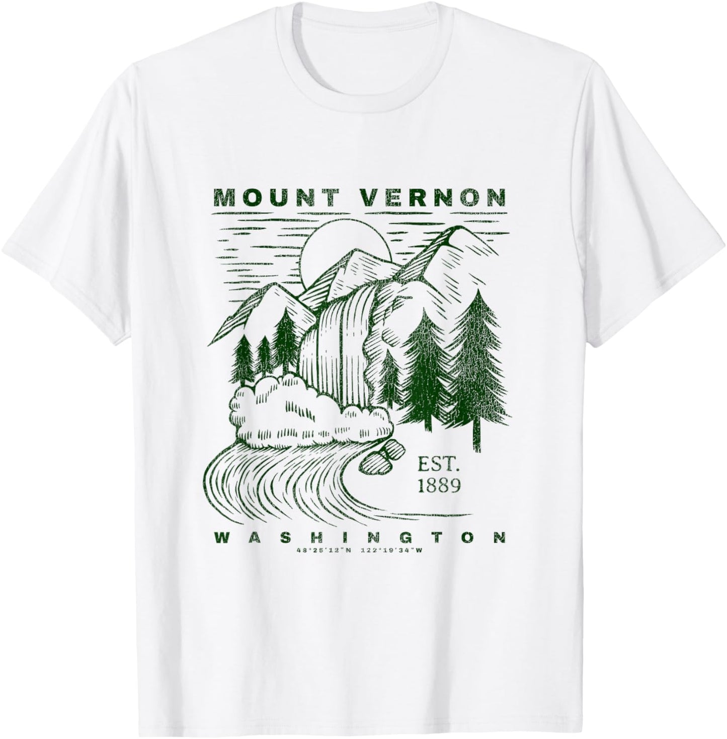 Mount Vernon Washington Travel Souvenir Rustic Mount Vernon T-Shirt - T-Shirt | White