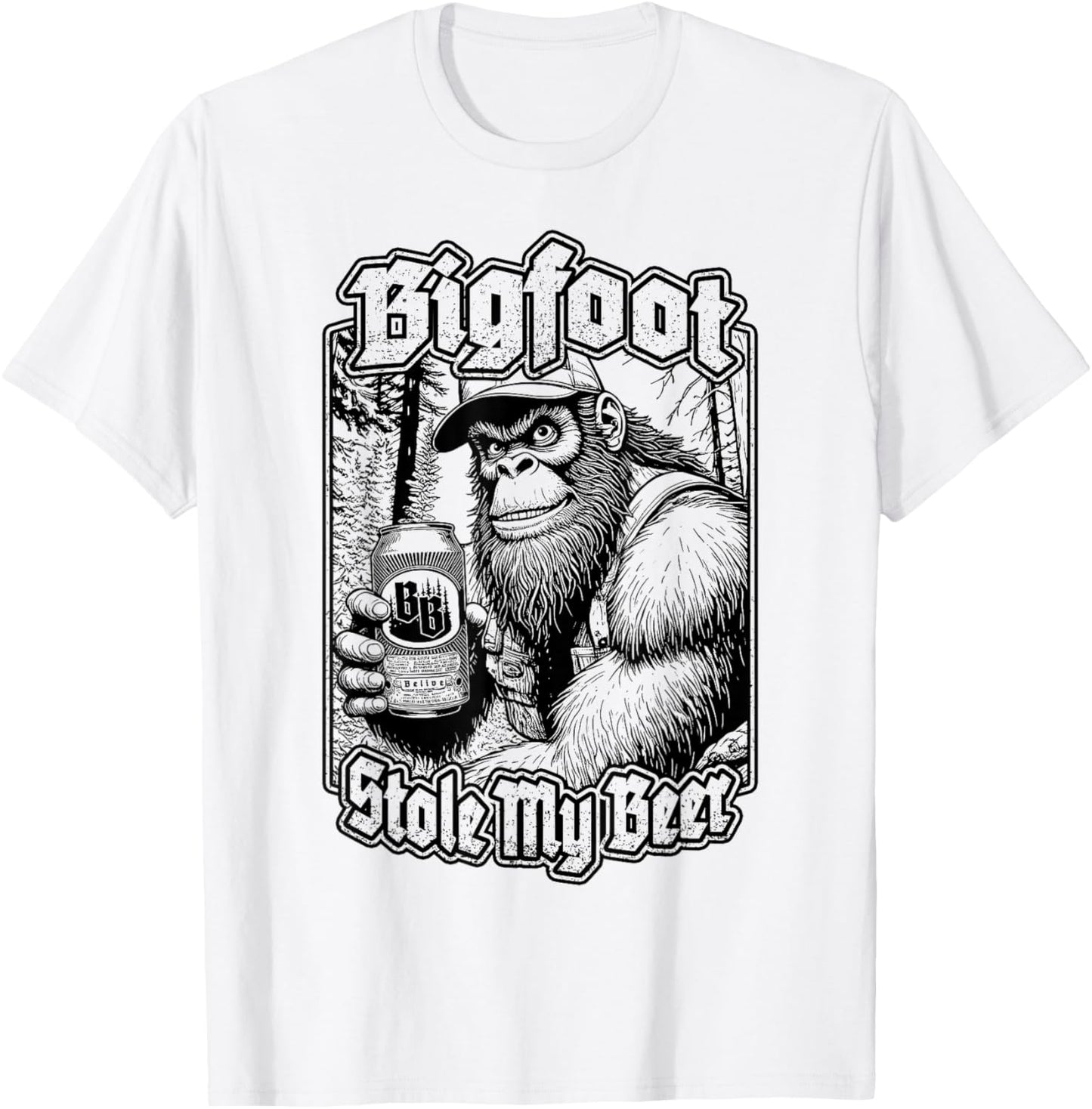 Bigfoot Stole My Beer Lover Funny Sasquatch Redneck Beers T-Shirt - T-Shirt | White