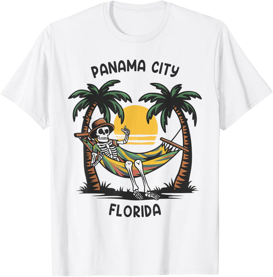 Vintage Panama City Florida Palms FL Sunset Funny T-Shirt - T-Shirt | White