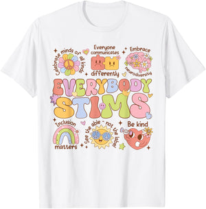 Everybody Stims Autism Awareness Special Education Teacher T-Shirt - T-Shirt | White