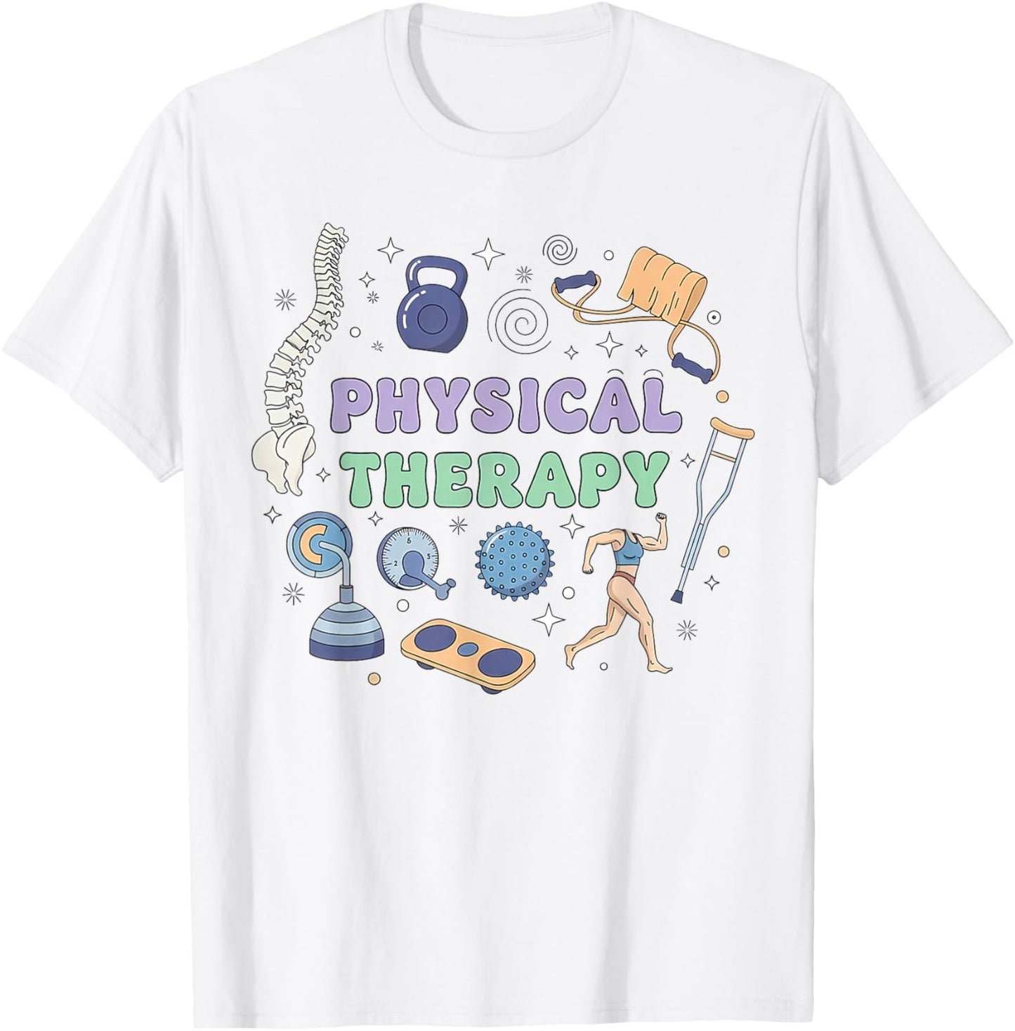 Physical Therapy PTA Retro Groovy PT Exercise DPT Therapist T-Shirt - T-Shirt | White