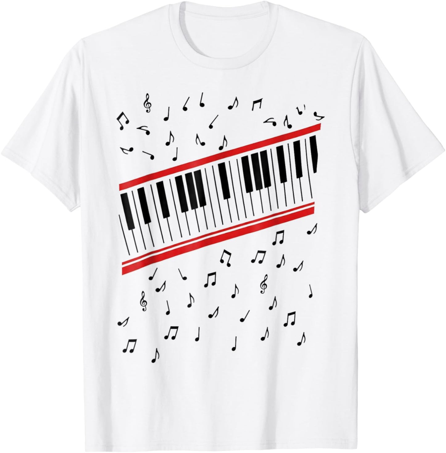 Retro Piano Keyboard Music Notes 80s Vibe T-Shirt - T-Shirt | White