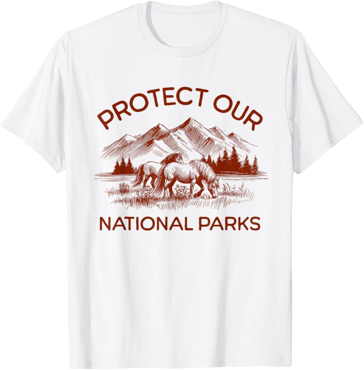 I Stand With The NPS Protect Our National Parks Horses T-Shirt - T-Shirt | White