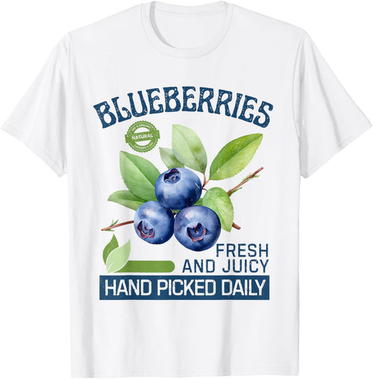 Blueberries Fresh and Juicy Organic Farm Design Vintage T-Shirt - T-Shirt | White
