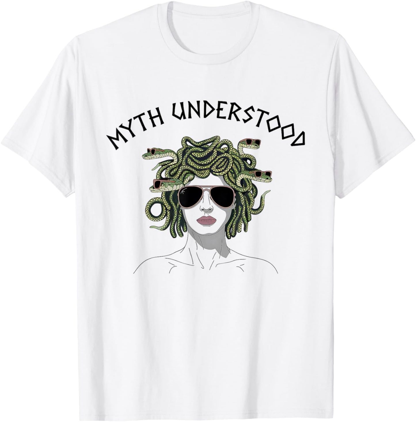 Medusa Myth Understood Pun Funny Greek Mythology T-Shirt - T-Shirt | White