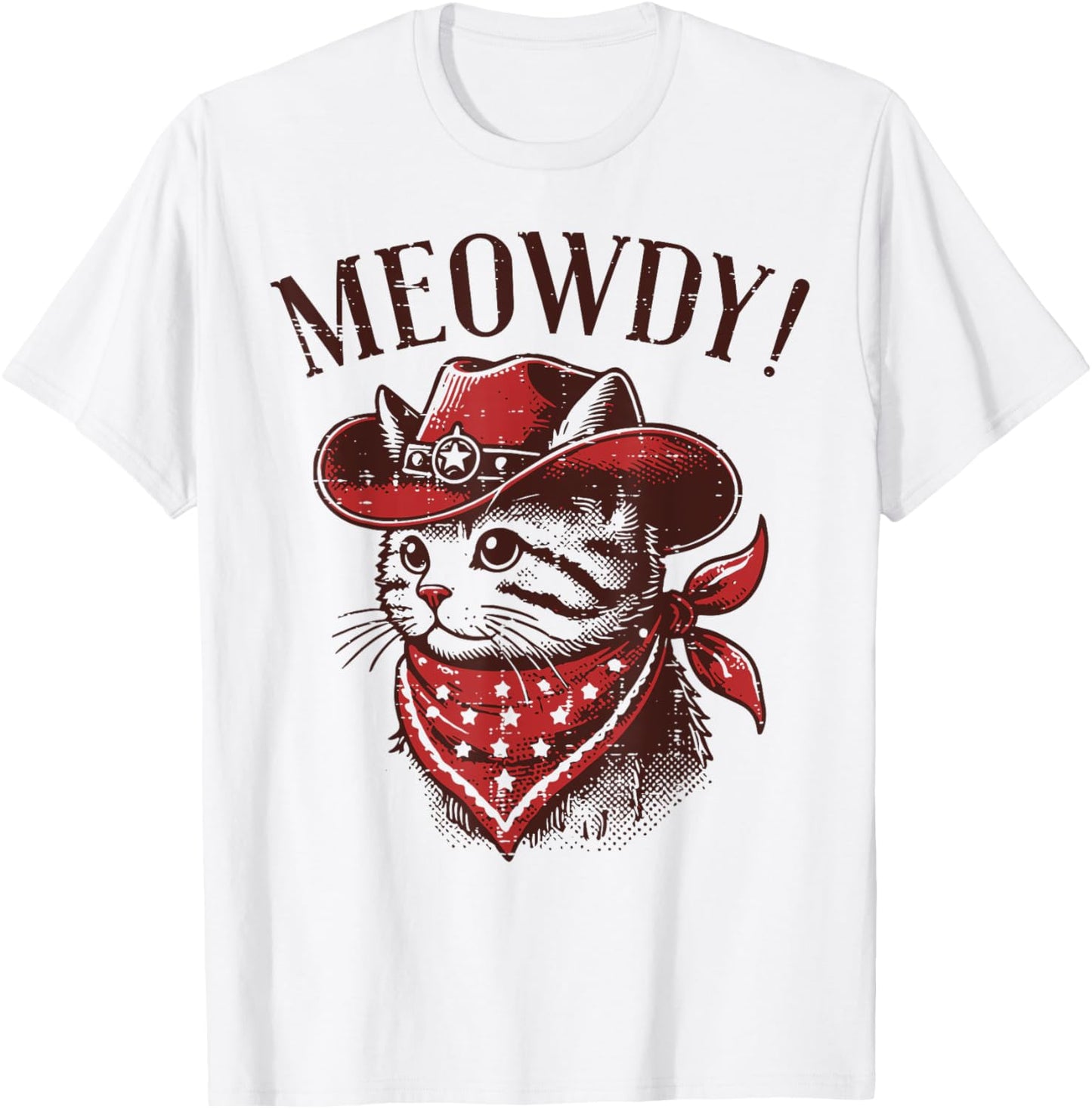 Cat Cowboy Face Meowdy Kitten Kitty Western Women Men Kids T-Shirt - T-Shirt | White