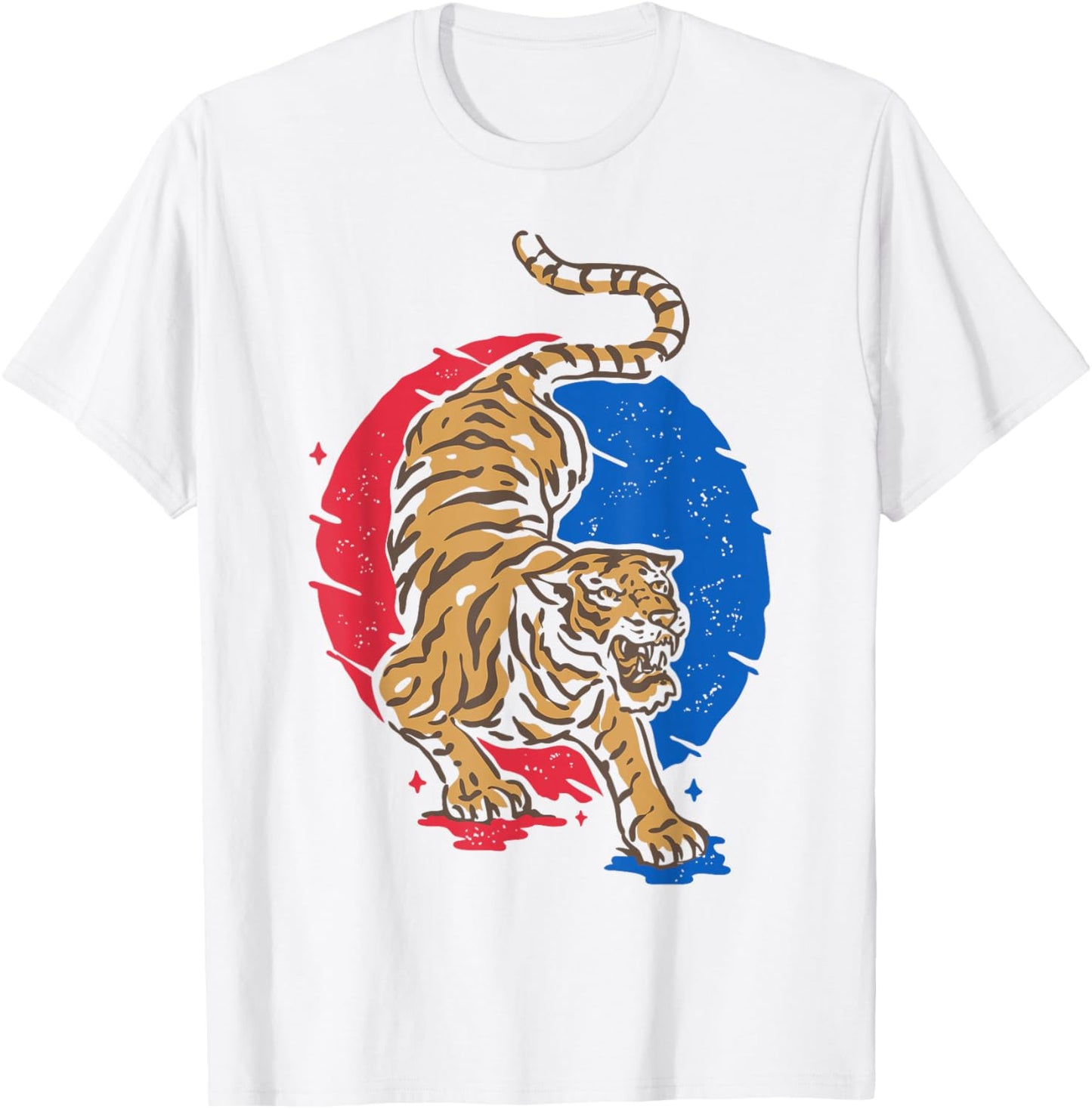 Korea Tiger Illustration - Hangul South Korean Gift T-Shirt - T-Shirt | White