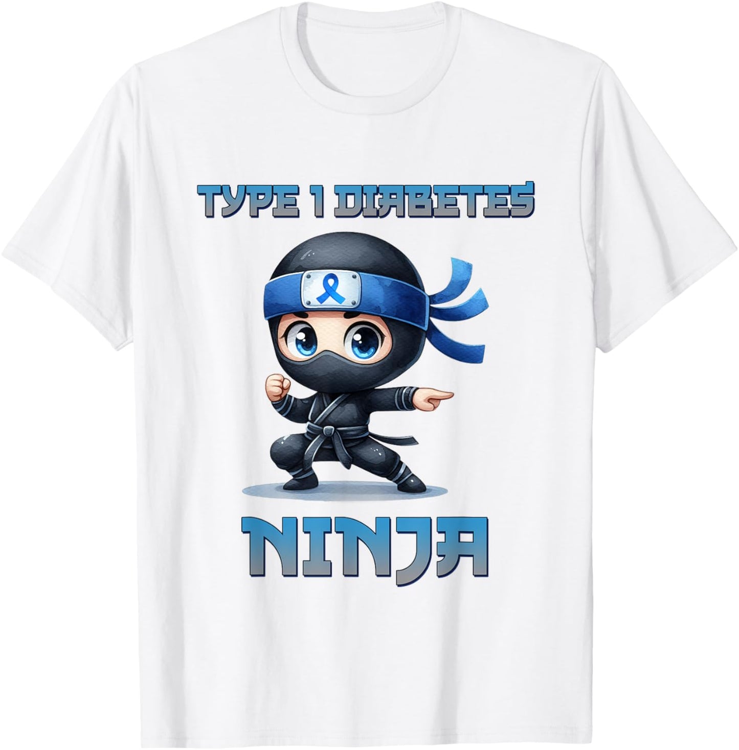 Type 1 Diabetes Awareness Ninja T1D Warrior Fighter Kids T-Shirt - T-Shirt | White