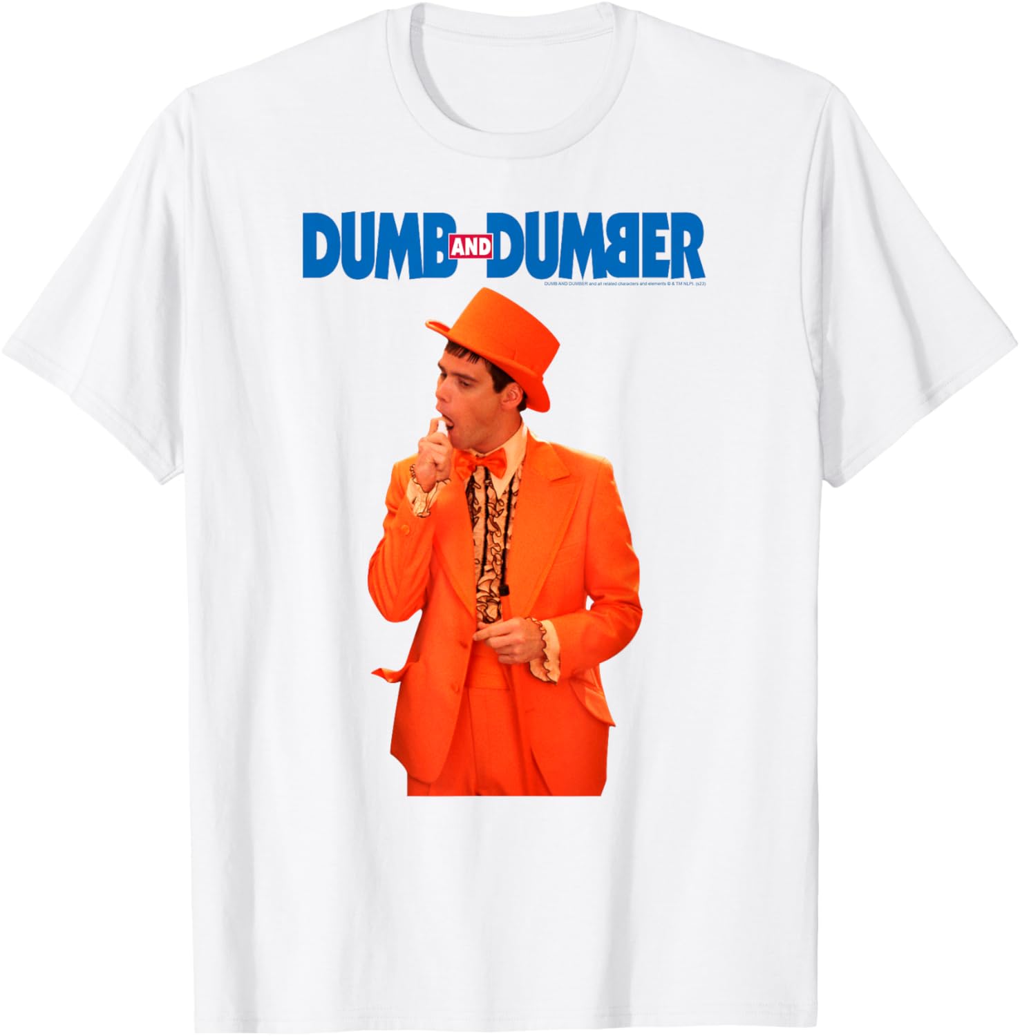 Dumb and Dumber Lloyd in Orange Tuxedo Funny Movie T-Shirt - T-Shirt | White