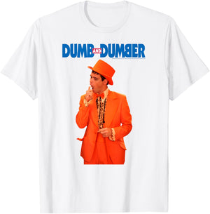 Dumb and Dumber Lloyd in Orange Tuxedo Funny Movie T-Shirt - T-Shirt | White