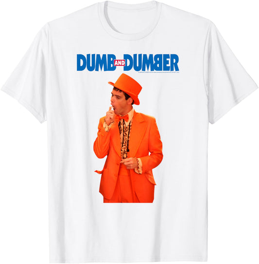 Dumb and Dumber Lloyd in Orange Tuxedo Funny Movie T-Shirt - T-Shirt | White