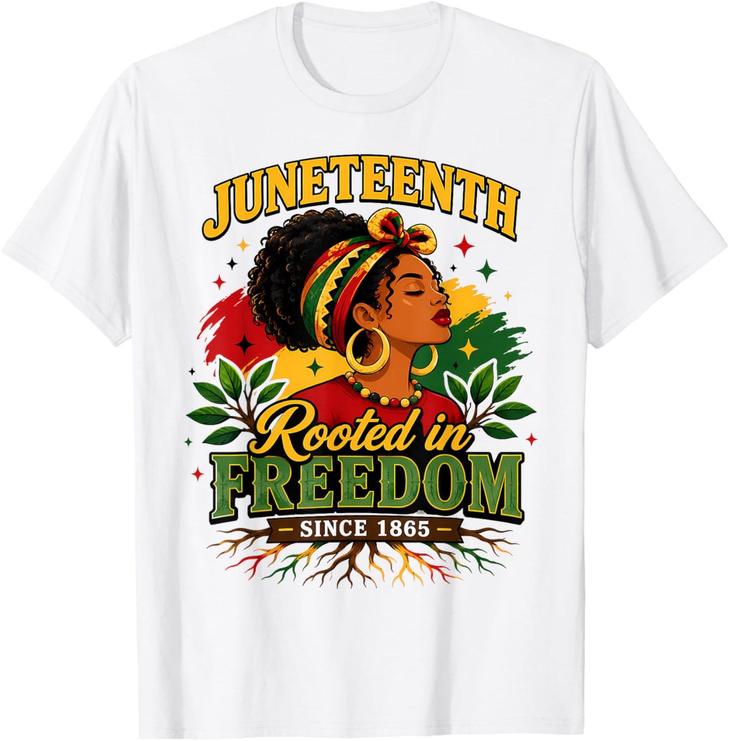 Juneteenth Rooted in Freedom Since 1865 Black Women Afro T-Shirt - T-Shirt | White
