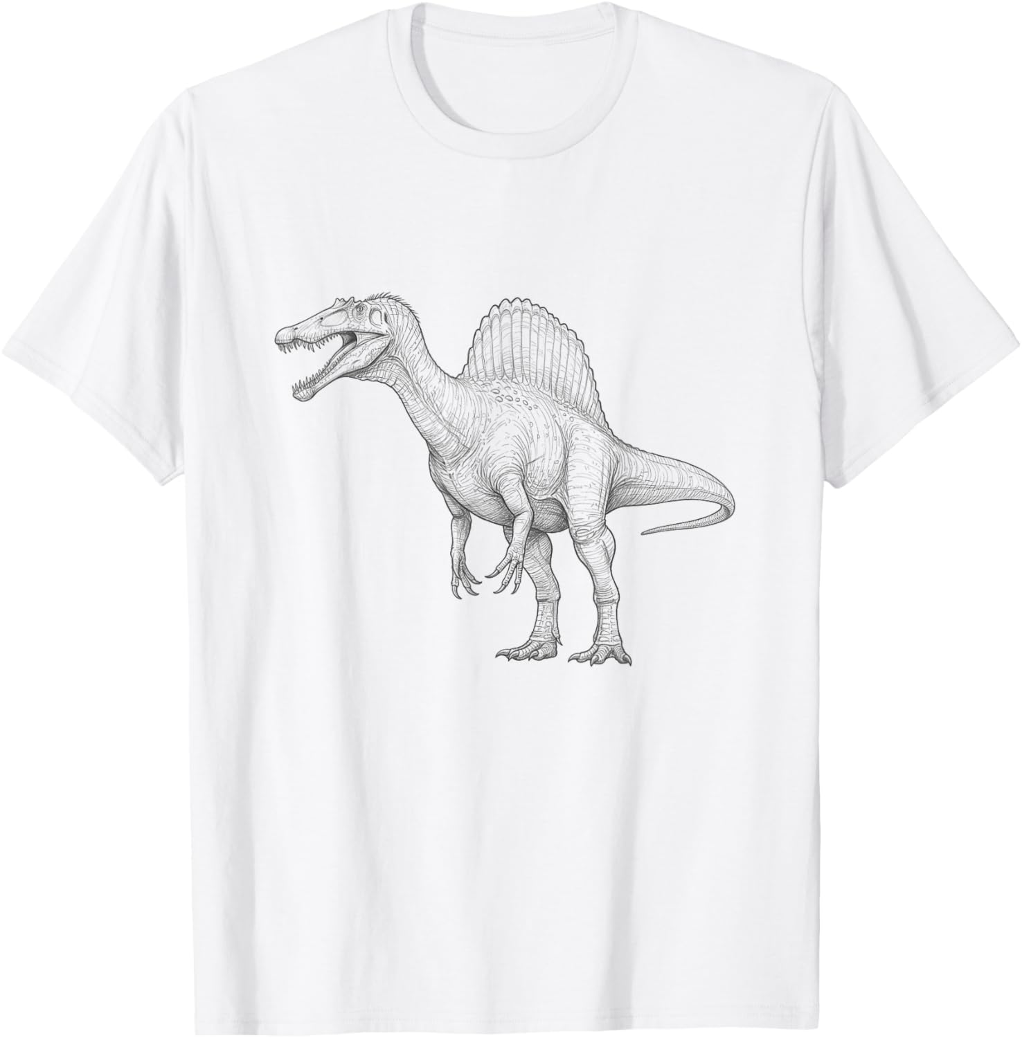 Vintage Spinosaurus Drawing Art Design T-Shirt - T-Shirt | White