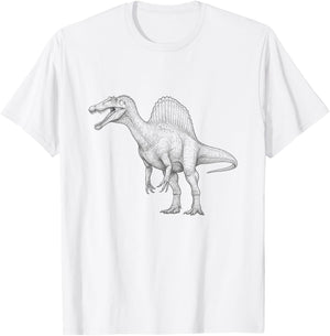 Vintage Spinosaurus Drawing Art Design T-Shirt - T-Shirt | White