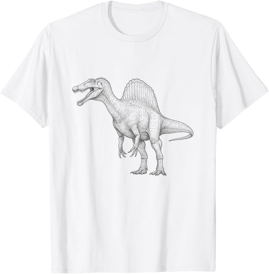 Vintage Spinosaurus Drawing Art Design T-Shirt - T-Shirt | White