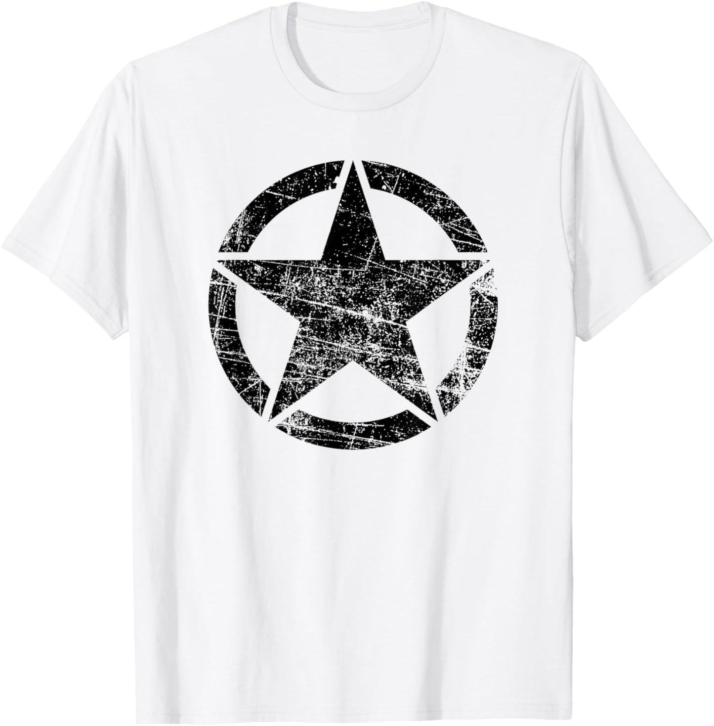 Vintage Army Star Classic Retro USA Military Distressed Logo T-Shirt - T-Shirt | White